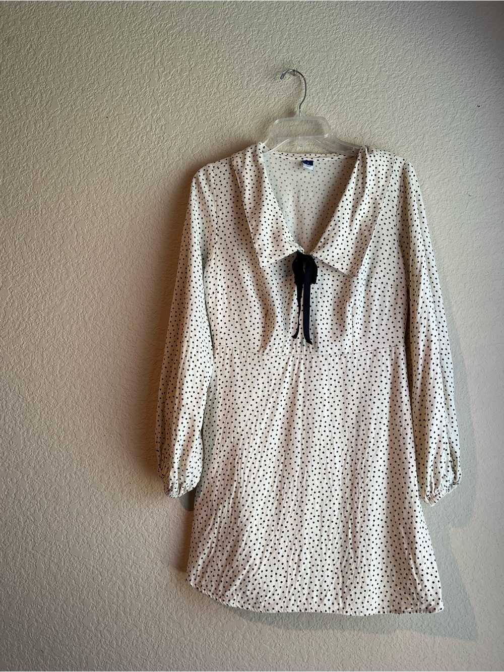 Old Navy Ivory Polka Dot Tie-Front Dress